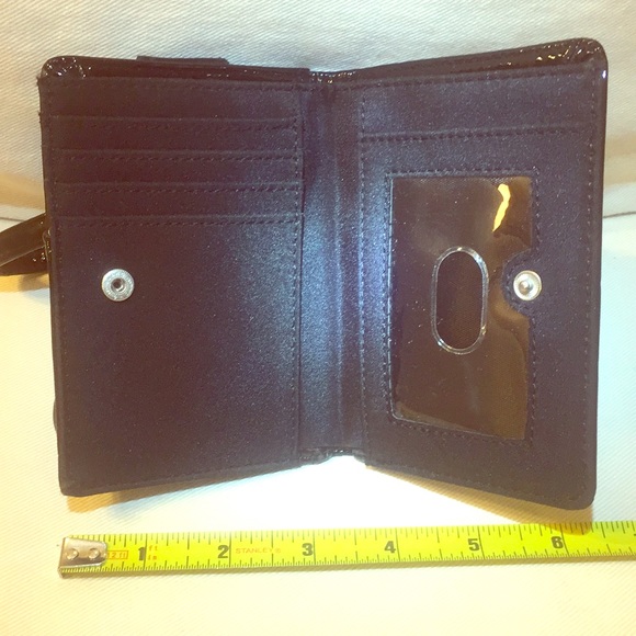 Shiny black sexy zipper sleek snap secure wristlet phone mini fun little bag new - Picture 1 of 15